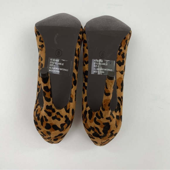 Breckelles Suede Cheetah Print Closed Pointed Toe Heels Size 8 - Picture 4 of 4